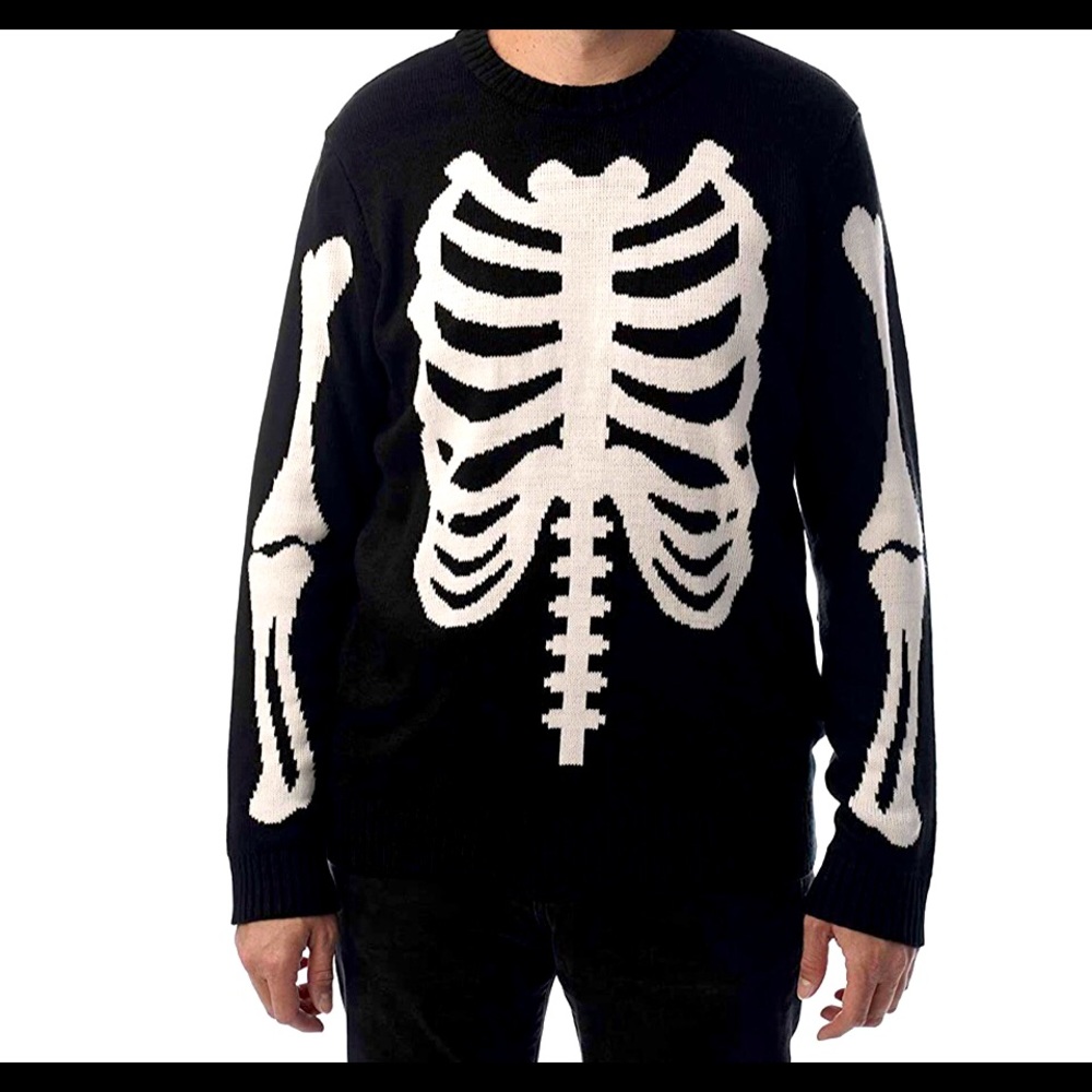 This is a Halloween delight, black large men’s sweater by Blueberi boulevard